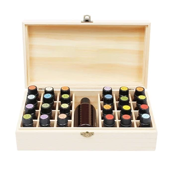 25 Grid Esenciálny Olej Puzdro, Drevené Úložný Box Organizátor Aromaterapia Kontajner Poklad Šperky Úložný Box
