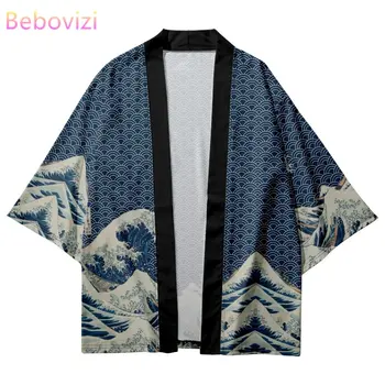 Mraky Vĺn Oceánu Tlač Tričko Oblečenie Tradičné Haori Cosplay Kimono Ženy Muži Japonský Ázijské Streetwear Cardigan Yukata