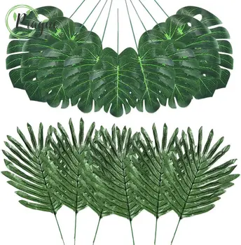 10pcs Umelé Rastliny Tropického Palmových Listov Zelená Monstera Listy Falošné Faux pre Svadobné Domáce Dekorácie DIY Falošné Rastlín